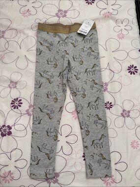 Carter's Gray Unicorn Print Leggings with Gold Waistband
